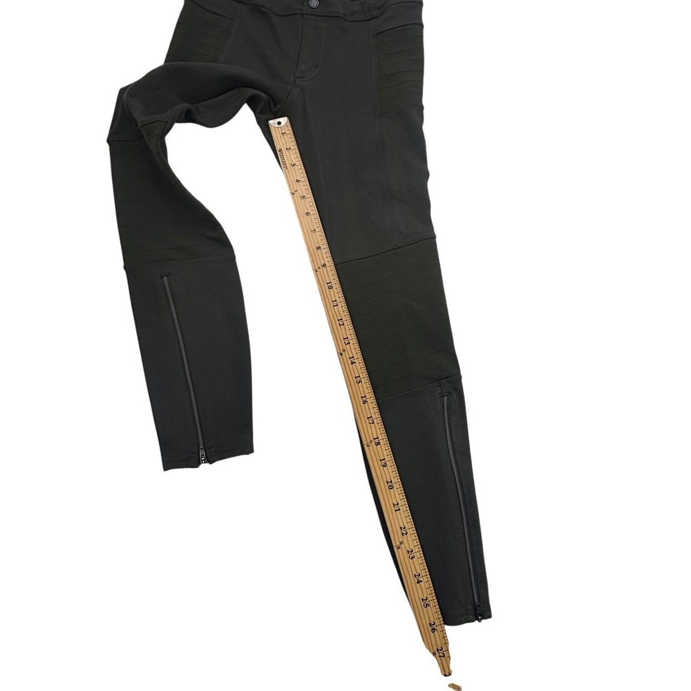 Athleta Motto Leggings Pants Olive Womens Size 6 Ribbed Panel Zipper Athleisure - Picture 14 of 16